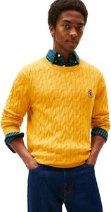 Мужской свитер Tommy Hilfiger Crest Cable Knit Crewneck, легкий пуловер, Countryside Yellow