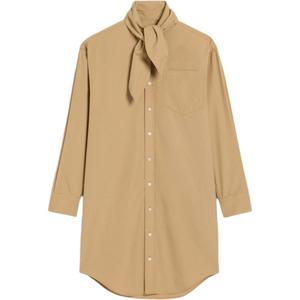 Хлопковое платье-рубашка с воротником-шарфом AMIPARIS, Sand