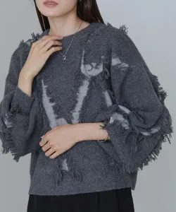 Вязаный топ с ворсистой жаккардовой отделкой