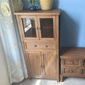 Mikemijia Комод 60х38х120 см для гостиной и прихожей, утолщенный, из массива дерева, 4 дверцы и 1 ящик