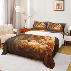 Erosebridal Комплект постельного белья с новогодним принтом для детей в деревенском стиле, Brown