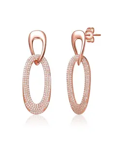 Серьги-Капли из стерлингового серебра с покрытием из 18-каратного розового золота и кубическим цирконием Genevive, rose