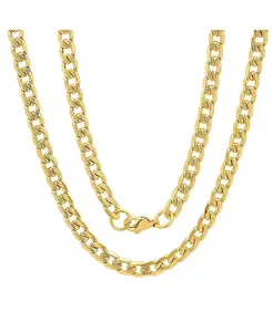 Мужские ожерелья из нержавеющей стали с кубинской цепочкой, позолоченной 18 карат, с акцентом на 8 мм, длиной 24 дюйма Steeltime, gold