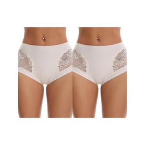 2 пары женских кружевных трусиков с высокой талией, дышащие, с полным покрытием и контролем живота Inspire Chic, White