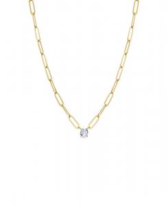 Колье с четырьмя зубцами и кубическим цирконием в виде скрепки by Adina Eden, Gold