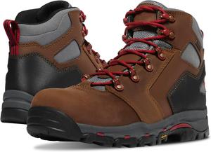 Ботинки Danner Vicious с композитным носком 4,5 для мужчин - из кожи полного зерна с дышащей подкладкой Gore-Tex, системой быстрого шнурования и подошвой с нескользящей пяткой, красный/коричневый