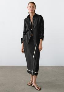 Юбка Massimo Dutti MIDI WITH CONTRAST EMBROIDERY, Black