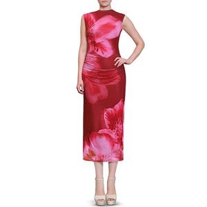 Длинное платье с воронкообразным воротником и сборками для подростков Madden Girl, Berry Combo