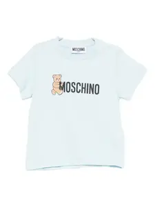 Футболка из хлопка с принтом Тедди Moschino Kids, синий