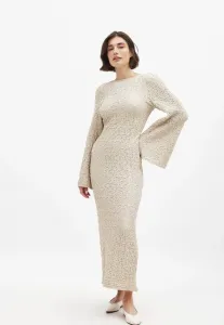 Длинное платье с открытой спиной и структурированной спинкой Na-Kd, Beige