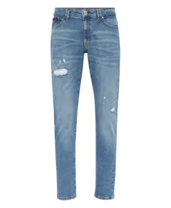 Потертые узкие джинсы Philipp Plein, синий