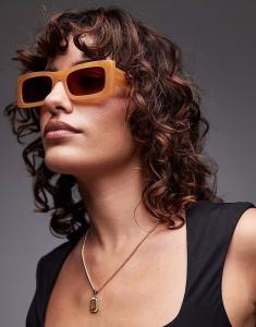 Солнцезащитные очки Topshop Premium Zanzibar прямоугольной формы из ацетата карамельного цвета