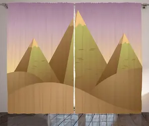 Винтажная египетская штора ABAKUHAUS в деревенском стиле, Пирамиды, дюны, песок, для спальни, присборенная штора с петлями и крючками, 280 x 225 см, хаки, серый, розовый Abakuhaus