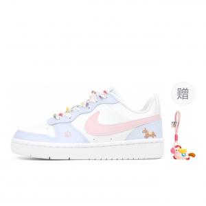 Nike Court Borough Pointed Color Manufacturing, Детские скейтбордные кроссовки Cloud Pony, белые, розовые, голубые, для подростков