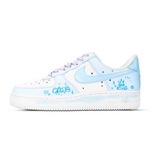 Nike Кроссовки для скейтбординга Air Force 1 King, износостойкие, низкие, унисекс, белые, синие