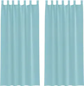 Шторы из вуали с карманами на штанге, 2 шт., бирюзовый цвет vidaXL