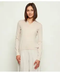Шерстяной свитер-накидка Regular fit Weekend Maxmara, бежевый
