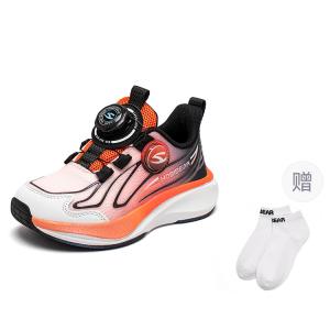 HOBIBEAR Детские кроссовки с амортизацией, износостойкие, дышащие, низкие, для повседневной носки, черного и оранжевого цветов