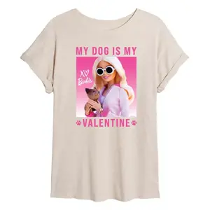 Футболка оверсайз "Мой пес — мой Валентин" для подростков Barbie, бежевый