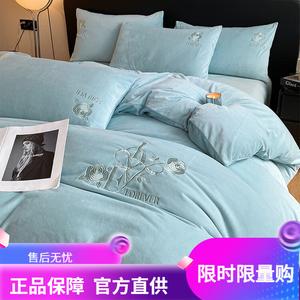 Antarctic Комплект постельного белья 1.2м, 3 предмета: пододеяльник 150x200 см, простыня, цвет Rose-Fan Xing Lan, двусторонний теплый флис