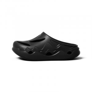 Двухцветные EVA домашние тапочки-шлепанцы с мягкой и упругой текстурой, нескользящие, унисекс LATE TIME, черный