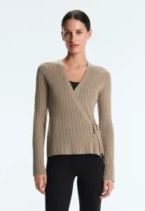 Кардиган в рубчик с завязками по бокам. Oysho, Brown