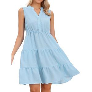 Повседневное платье для женщин sleeveless v neck выше колена летнее a line Inspire Chic