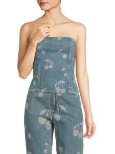 Джинсовый топ без бретелек с принтом вишни Vero Moda, цвет Medium Blue