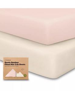 Комплект из 2 мини-простыней для кроватки, комплект простыней Pack and Play, пакет N игровых простыней, органический чехол для простыни для кроватки KeaBabies, розовый