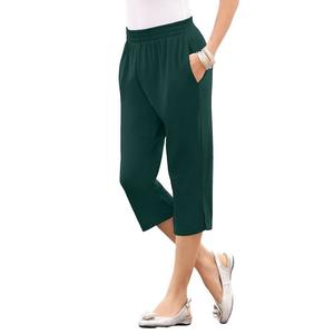 Женские капри из мягкой вязки Roaman больших размеров миниатюрных размеров Roaman's, цвет Emerald Green