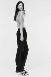 Брюки с шифоновой мини-юбкой H&M, черный