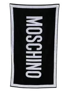 Пляжное полотенце с логотипом жаккард Moschino, черный