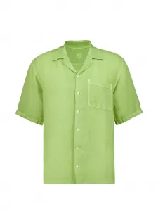 Льняная рубашка с короткими рукавами 120% Lino, зеленый