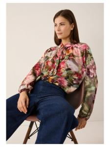 More & More Широкая блузка с бантом и разноцветным принтом