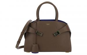 Сумка через плечо из телячьей кожи, кроссбоди, средняя женская сумка taupe Ferragamo, basic set (bag+dust bag)