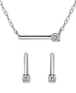 Эффектное колье и серьги-подвески с кубическим цирконием, выполненные из 18-каратного золота на основе стерлингового серебра (также из стерлингового серебра), эксклюзивно в Macy's Giani Bernini, silver