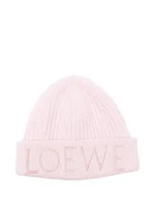 Шапка бини с логотипом Loewe, розовый