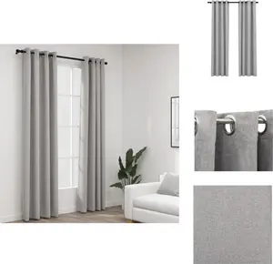 Плотные шторы с люверсами, под лен, 2 шт., серые, 140 x 225 см - Шторы и портьеры vidaXL