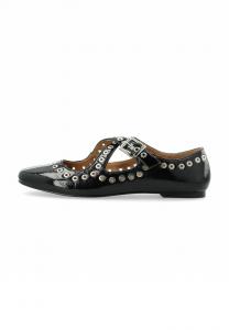 Балетки с ремешком на щиколотке BIALILJA CROSS MARY JANE STUDDED Bianco, черный