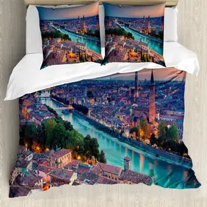 Пододеяльник ABAKUHAUS из Европы, Верона, Италия, Blue Hour, с защитой от клещей, подходит для аллергиков, с наволочками, 200 см x 200 см - 80 x 80 см, цвет Aqua Coral Green