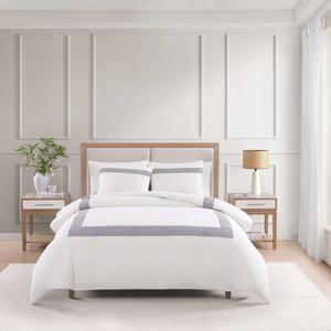 Tommy Hilfiger Комплект постельного белья King (270x290 см), сатин, в полоску, синий: пододеяльник, простыня, наволочки.