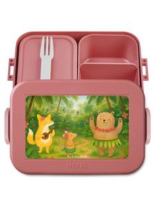 Mr. & Mrs. Panda Ланчбокс с изображением лесных животных «Алоха» без слогана, пастельно-красного цвета