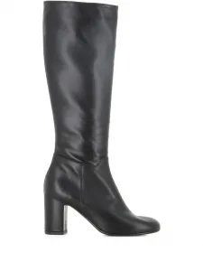 Кожаные сапоги на толстом каблуке Del Carlo, черный