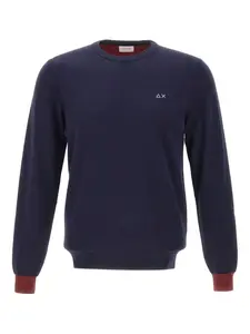 Свитер с нашивками на плечах Sun68, синий