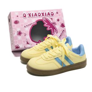 Circle small Скользоустойчивые, износостойкие, легкие, увеличивающие рост низкие скейтерские кроссовки женские - желто-синие, цвет Yellow Blue