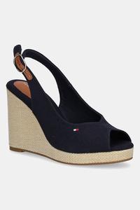Сандалии Flag High Wedge Espadrille на ремешке Tommy Hilfiger, темно-синий