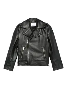 Кожаная байкерская куртка Erika Cavallini, черный