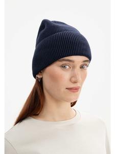 MELA Вязаная шапка в рубчик в стиле KALI, темно-синего цвета
