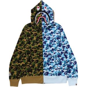 Бейп абс отдельный акула худи на молнии A BATHING APE, зеленый