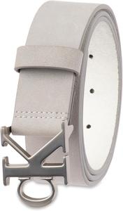 Ремень Calvin Klein Men's CK Monogram Cut Out Buckle с пряжкой - повседневный ремень для джинсов и повседневной одежды, Light Grey